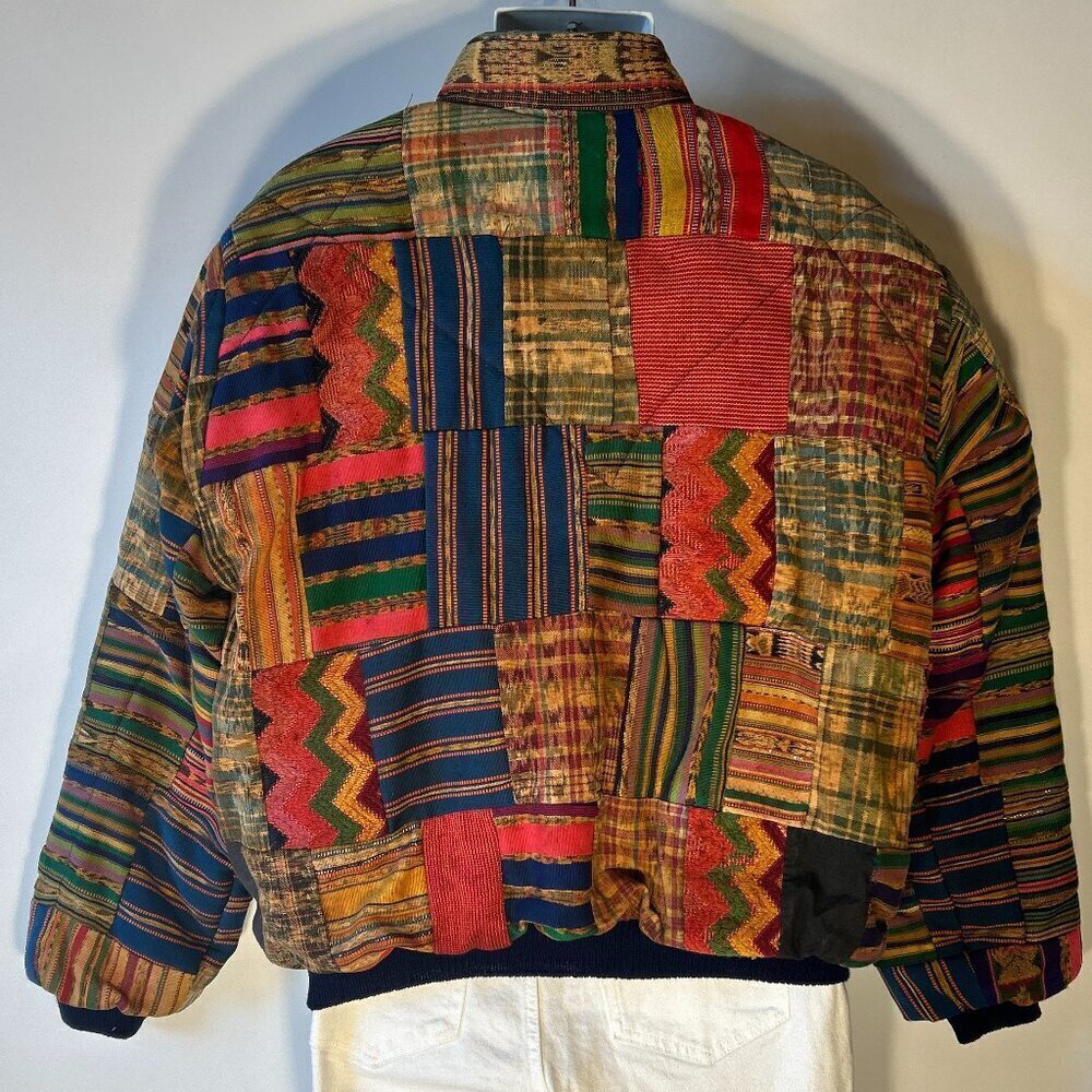 Patchwork Vintage 80's Bomber Jacket Warm Unique … - image 4